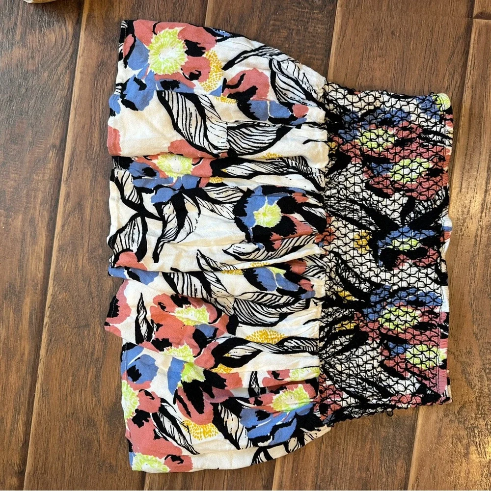 Free People Floral Smocked Mini Skirt in Black, White, Coral, Blue, Yellow - Picture 4 of 4